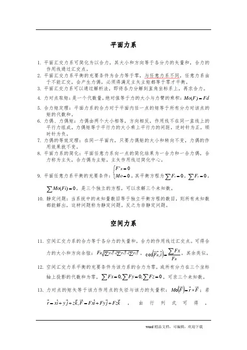 理论力学知识点集合