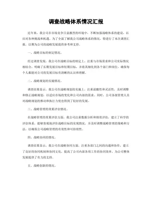 调查战略体系情况汇报