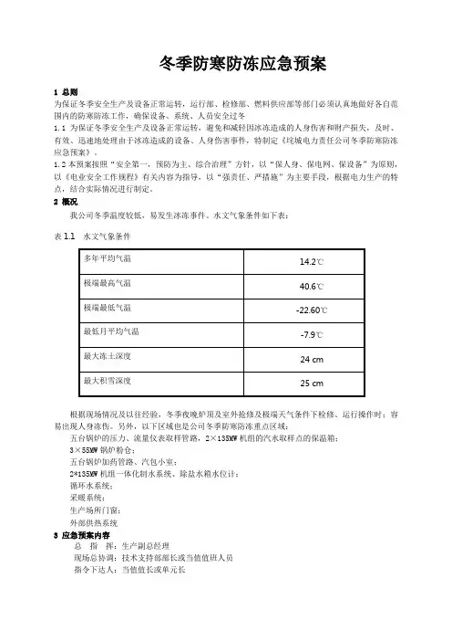 冬季防寒防冻应急预案(2)(2)