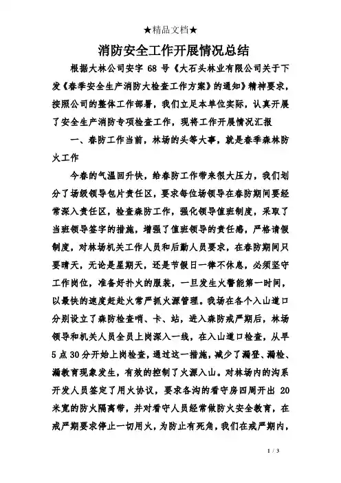 消防安全工作开展情况总结