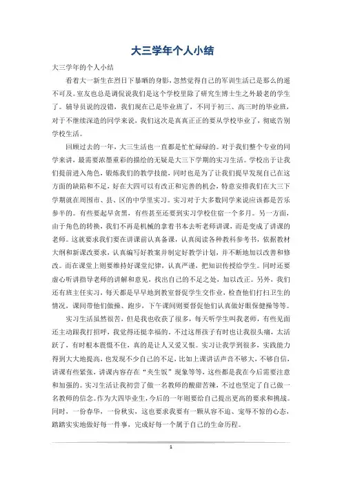 大三学年个人小结