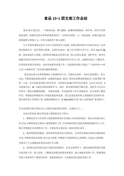 团支部工作总结材料
