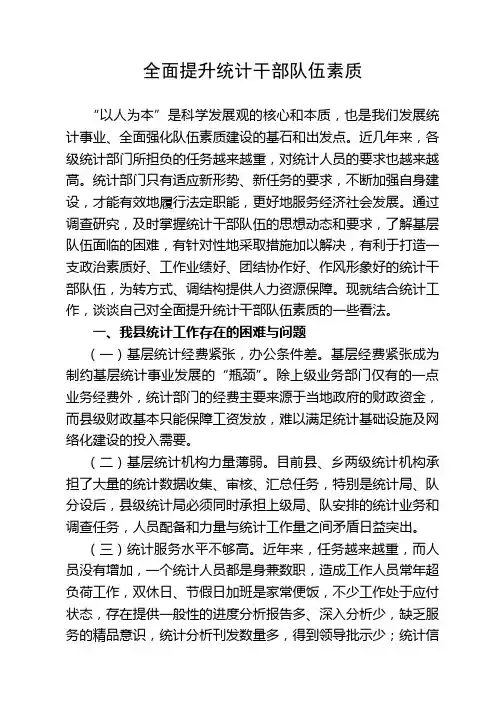 全面提升统计干部队伍素质要点