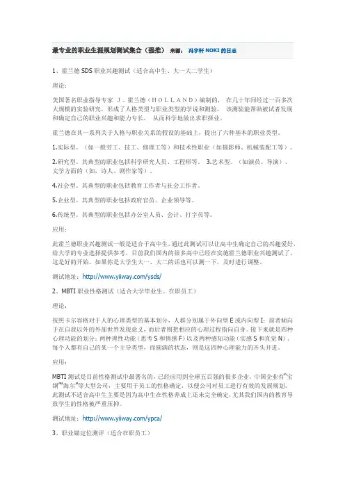 职业生涯规划测试