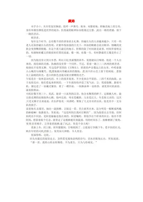 甘肃省张掖市第二中学高中语文优秀作文藏路素材