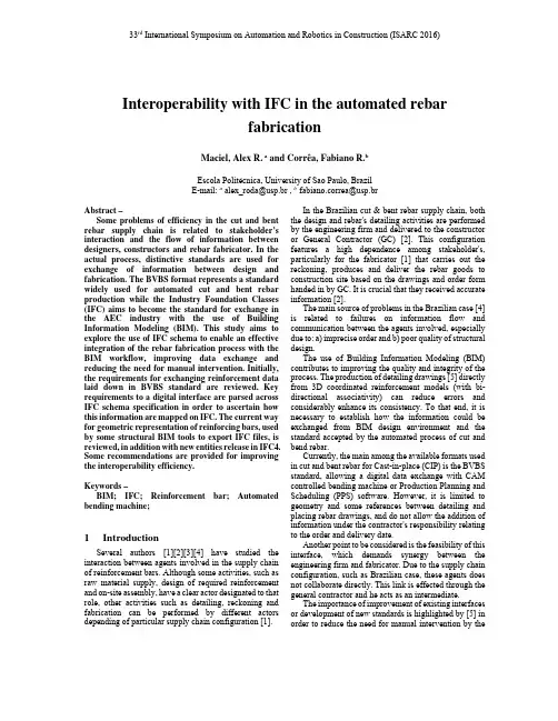 Interoperability with IFC in the automated rebar fabrication