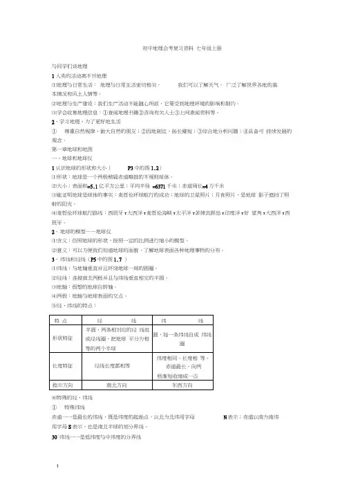 初中地理会考复习资料(人教版) 2