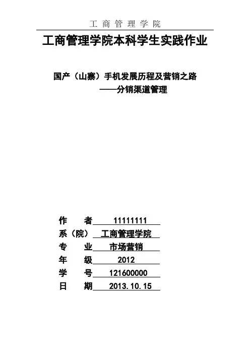 国产山寨手机分析 分销渠道