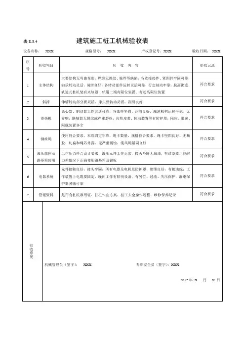 8.3.4建筑施工桩工机械验收表