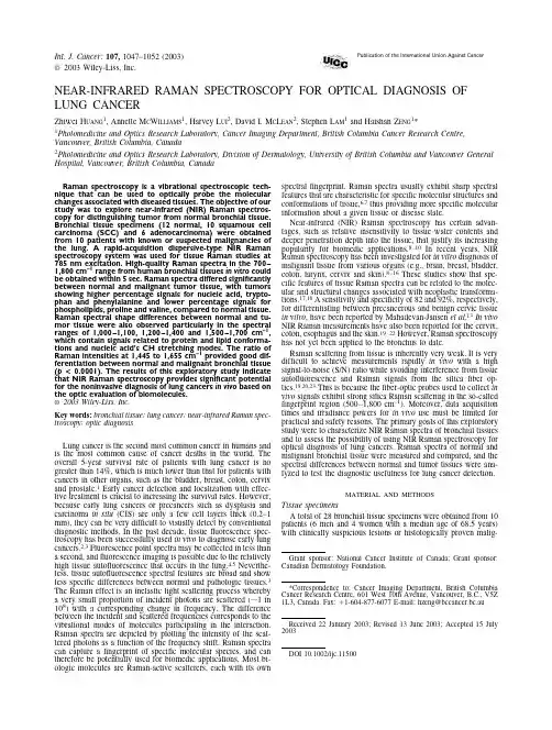 Near-infrared Raman spectroscopy for optical diagnosis of lung cancer