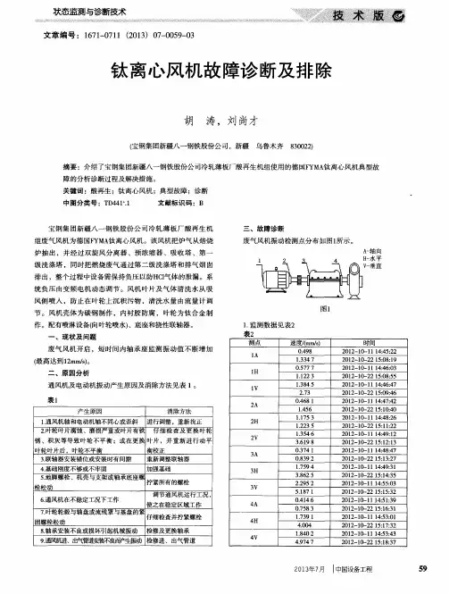 钛离心风机故障诊断及排除