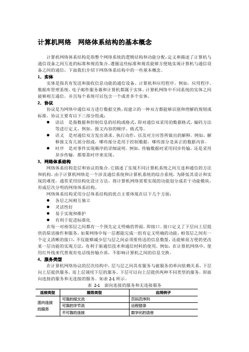 计算机网络  网络体系结构的基本概念