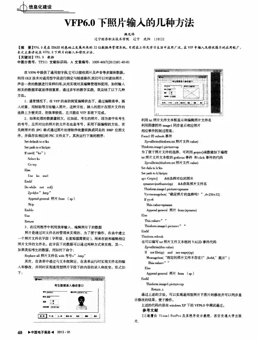 VFP6.0下照片输入的几种方法