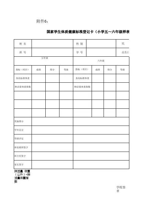 《国家学生体质健康标准》评价指标与分值