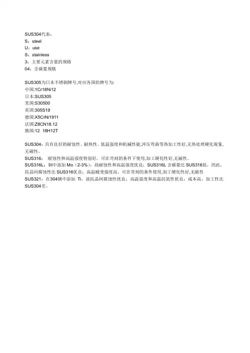 各国不锈钢牌号表