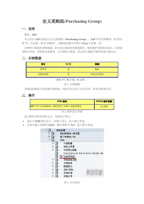 定义采购组(Purchasing Group)