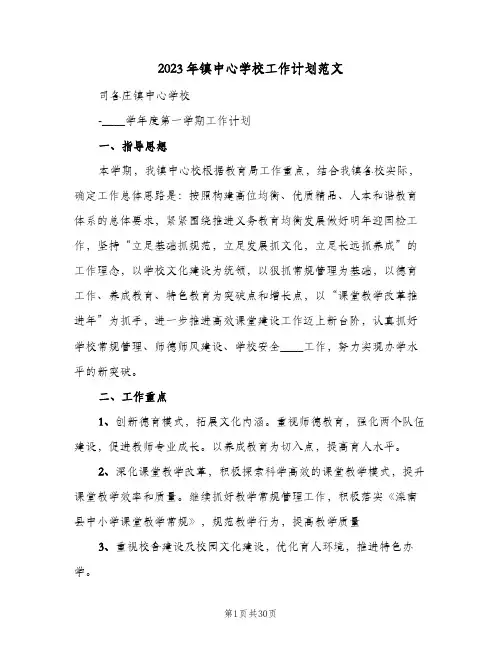2023年镇中心学校工作计划范文(二篇)