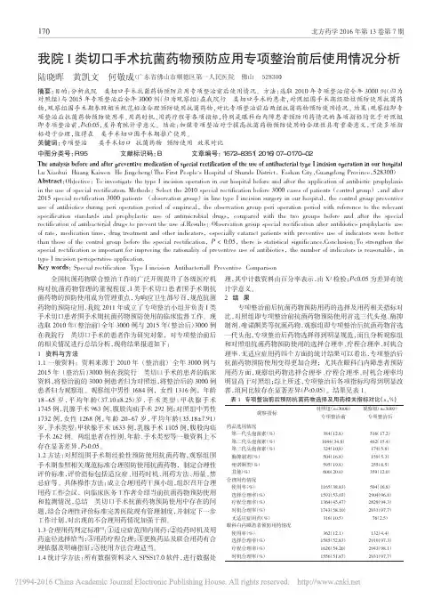 我院I类切口手术抗菌药物预防应用专项整治前后使用情况分析