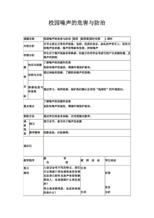 校园噪声污染与防治