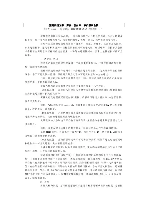 塑料的透光率