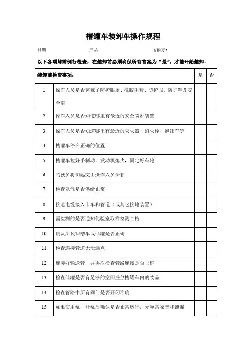 槽罐车装卸车操作规程
