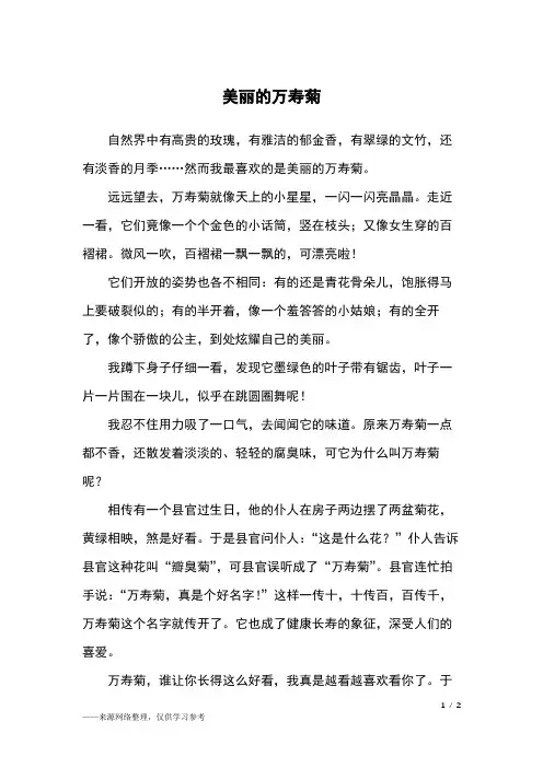美丽的万寿菊_四年级作文