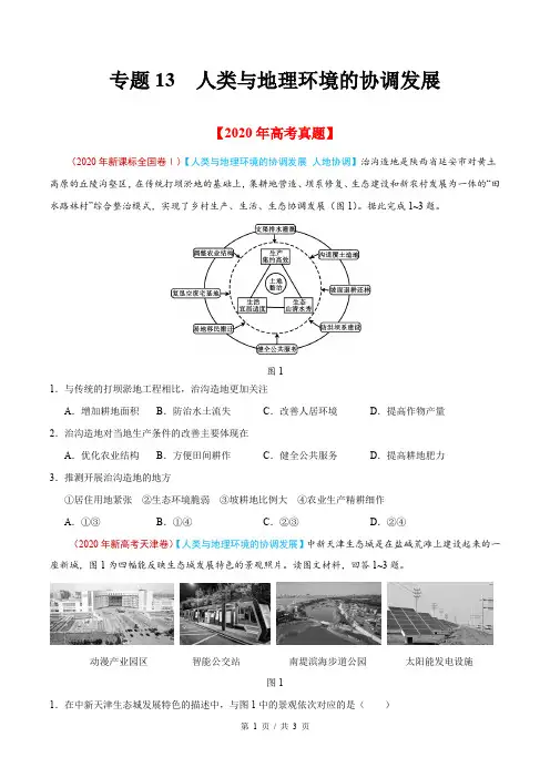 专题13 人类与地理环境的协调发展  2020年高考题和高考模拟题地理分项版汇编(学生版)