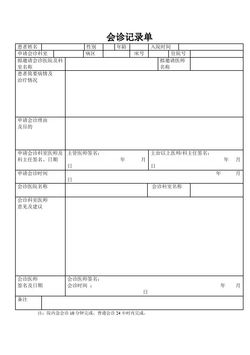 会诊记录单模板 2