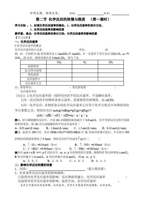 化学反应的快慢和限度(第一课时)