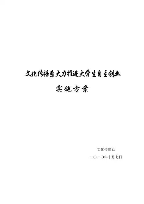 关于大力推进大学生创业计划实施方案