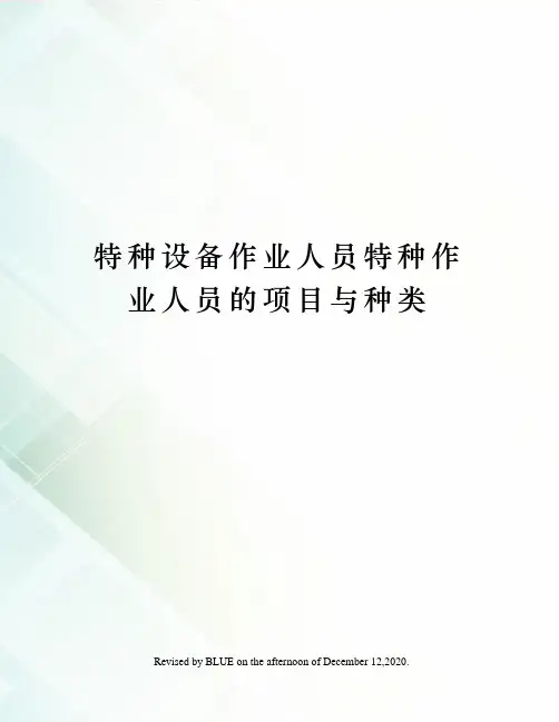 特种设备作业人员特种作业人员的项目与种类