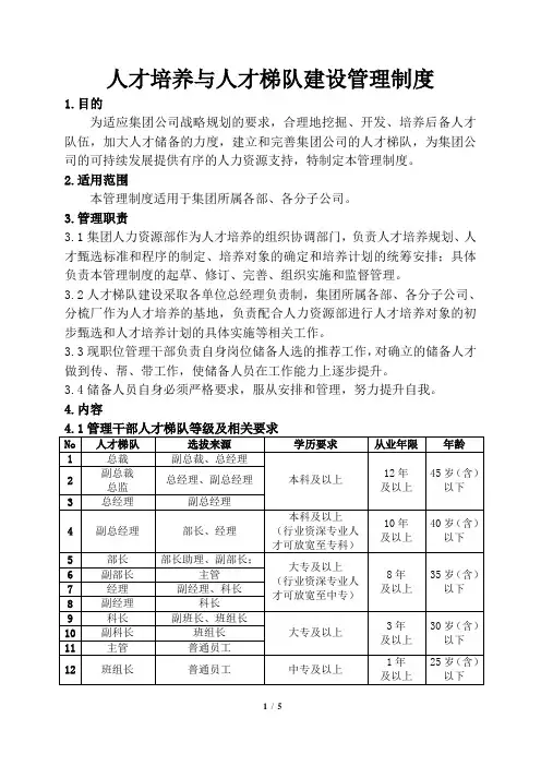 人才梯队建设管理制度
