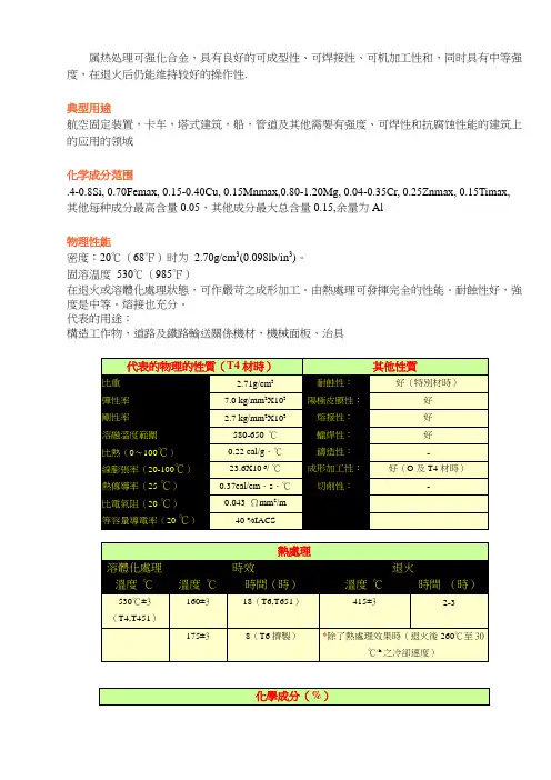 6061铝合金性能
