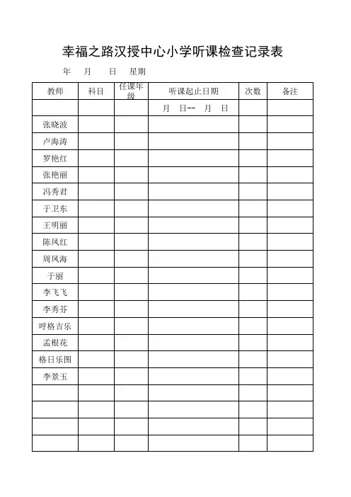 听课记录检查登记表