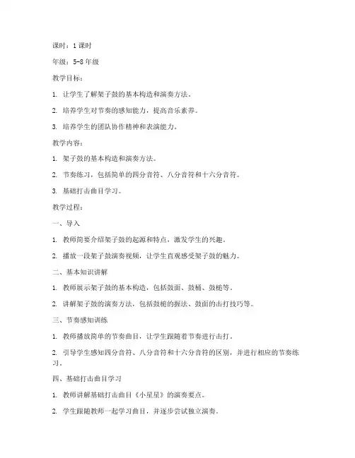 架子鼓少儿教案模板范文