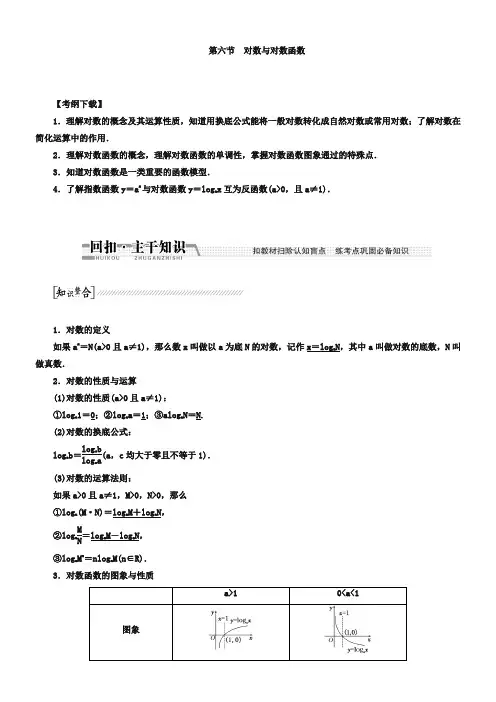 【创新方案】2019高考数学(理)一轮复习配套文档：第2章 第6节 对数与对数函数