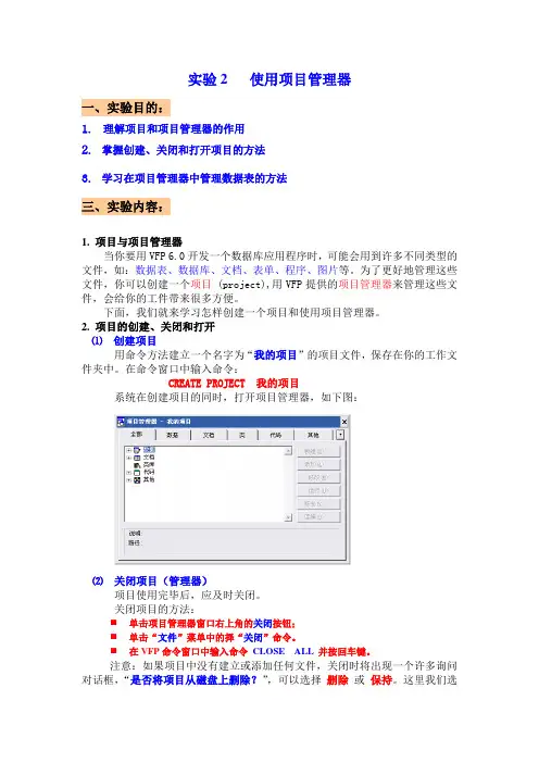 VF项目管理器简单运用