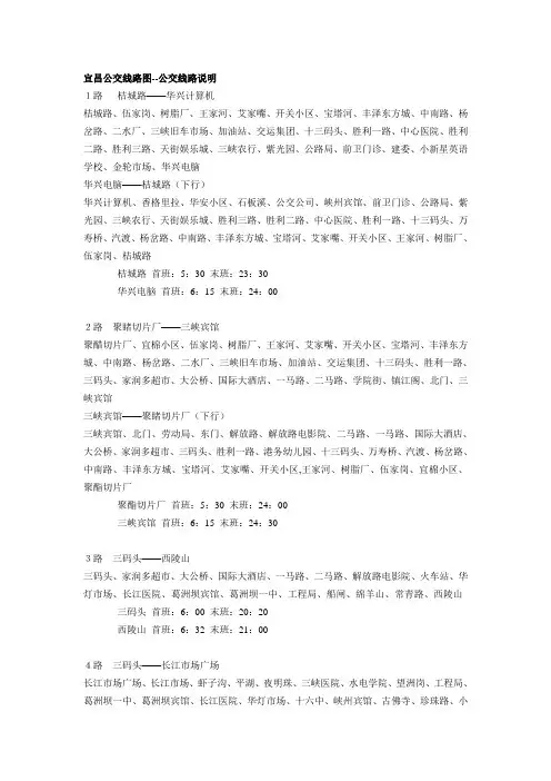 湖北省宜昌市城区公交线路