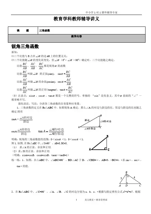 锐角三角函数讲义