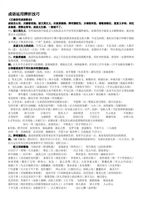 成语运用辨析技巧