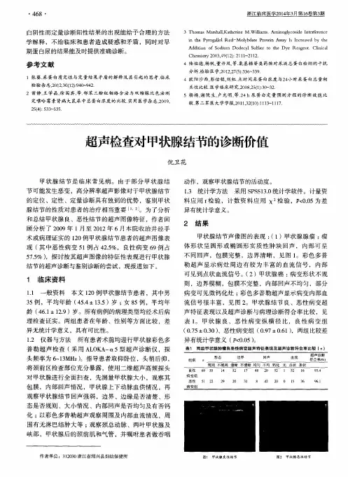 超声检查对甲状腺结节的诊断价值