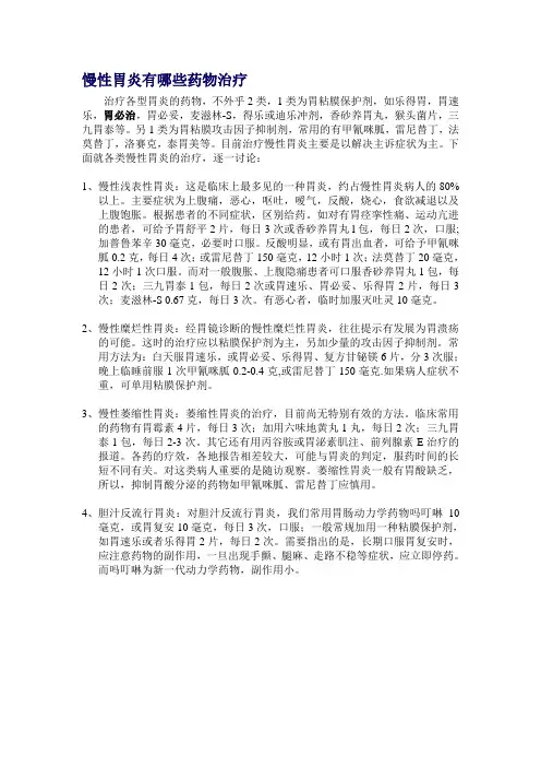 治疗胃病药物