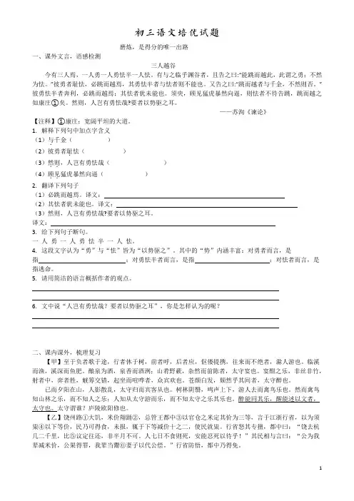 初三语文培优
