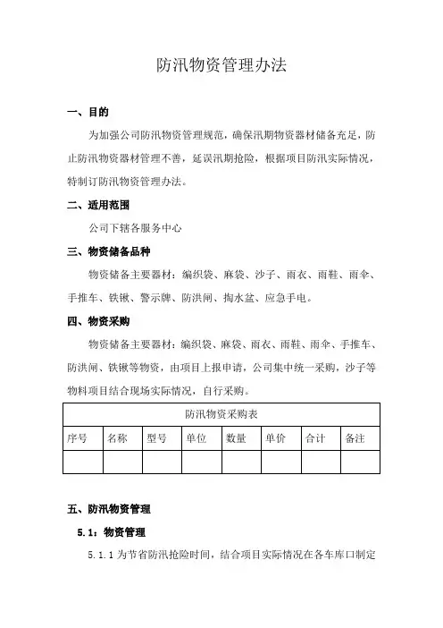 防汛物资管理办法改版