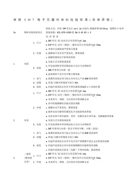 电子料的检验标准