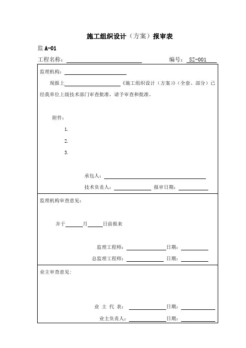 监理用表统一格式(交通部)