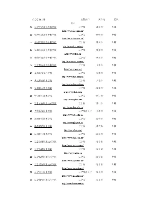 辽宁省公办学校名称主管部门所在地层次网址