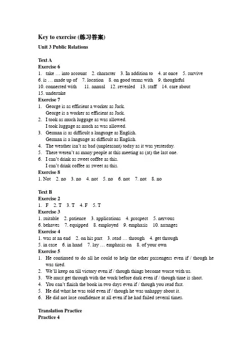 Key to exercise Unit 3
