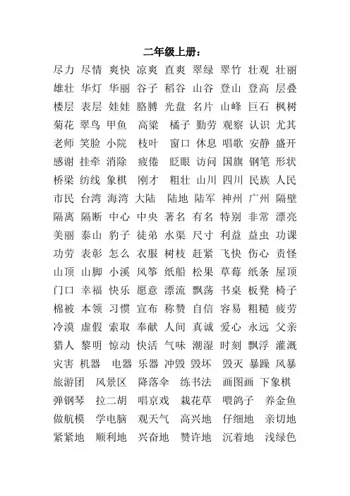 人教版小学语文全部词语盘点日积月累汇总