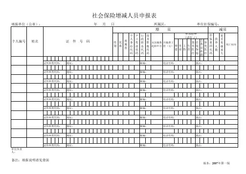 社会保险增减人员申报表(最新)